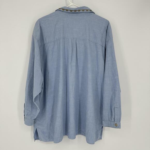 Portraits Northern Isles Shirt Womens 22W Embroidered Collar Western Top Blouse - Picture 11 of 13